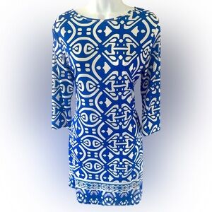 JeanPierre Kilfa ResortDaphne Dress -S blue white nylon spandex ,  tags cut out